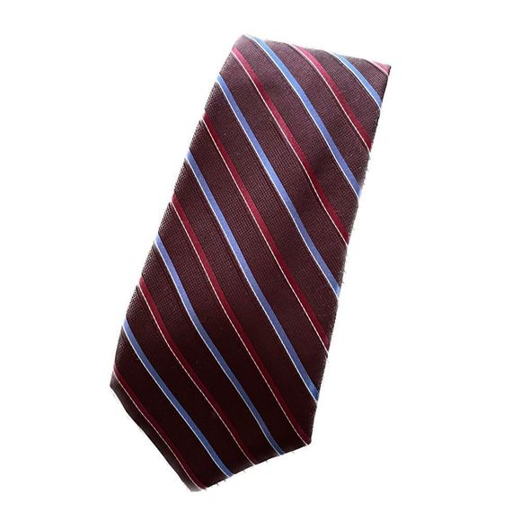 Club Room Silk Classic Stripe Tie Red Blue Preppy Business work wear - Picture 1 of 4